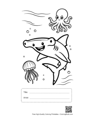 Thumbnail: Hammerhead Shark Meeting a Friendly Little Octopus Printable with Title and Artist Box