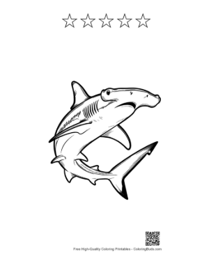Thumbnail: Hammerhead Shark Outline Sketch Printable and 5 Star Outline