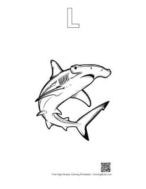 Thumbnail: Hammerhead Shark Outline Sketch Printable Outline Alphabet L