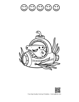 Thumbnail: Little Shark Adventurer Exploring in a Mini Sub Printable and 5 Happy Face Outline