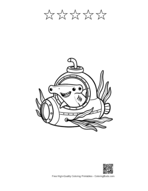 Thumbnail: Little Shark Adventurer Exploring in a Mini Sub Printable and 5 Star Outline