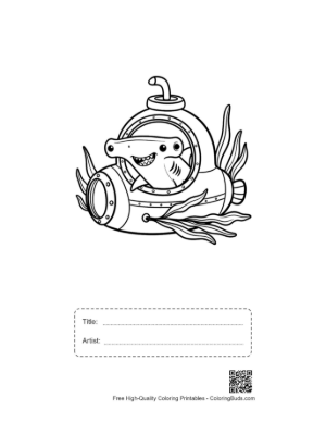 Thumbnail: Little Shark Adventurer Exploring in a Mini Sub Printable with Title and Artist Box