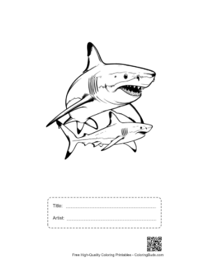Thumbnail: Mother Great White Shark and Baby Printable with Title and Artist Box