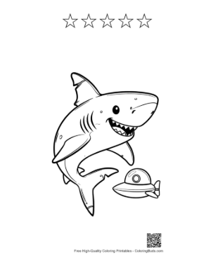 Thumbnail: Ocean Floor Party with Sharks and Birthday Cake Printable and 5 Star Outline
