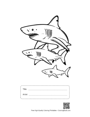 Thumbnail: Playful Great White Sharks Leaping in Stack Printable with Title and Artist Box