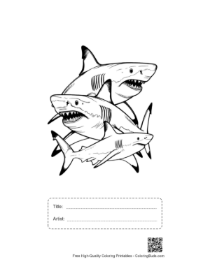 Thumbnail: Playful Great White Sharks Stack Printable with Title and Artist Box