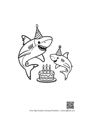 Thumbnail: Shark Birthday Party Illustration for Kids Printable