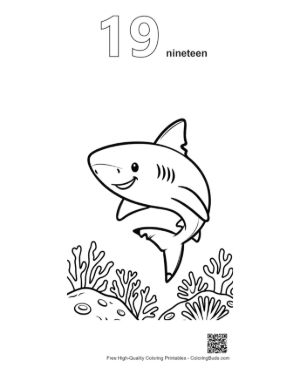 Thumbnail: Sharks Having a Birthday Party Under the Sea Printable Outline Number 19