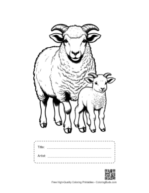 Thumbnail: Woolly Mother Sheep and Lamb Printable with Title and Artist Box