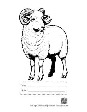 Thumbnail: Woolly Ram Illustration Printable with Title and Artist Box
