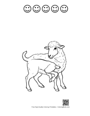 Thumbnail: Woolly Sheep Standing Gracefully Printable and 5 Happy Face Outline