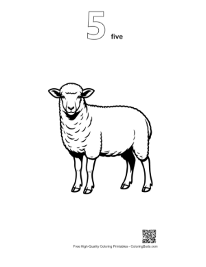 Thumbnail: Woolly Sheep Standing Proudly Printable Outline Number 5