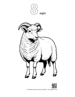 Thumbnail: Woolly Sheep Standing Proudly Printable Outline Number 8