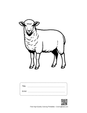 Thumbnail: Woolly Sheep Standing Proudly Printable with Title and Artist Box