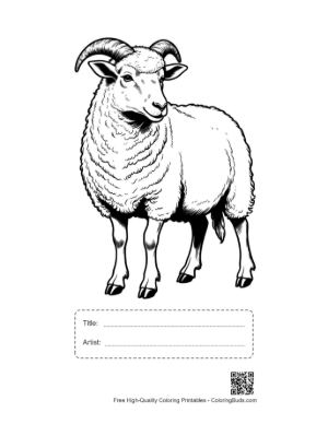 Thumbnail: Woolly Sheep Standing Proudly Printable with Title and Artist Box