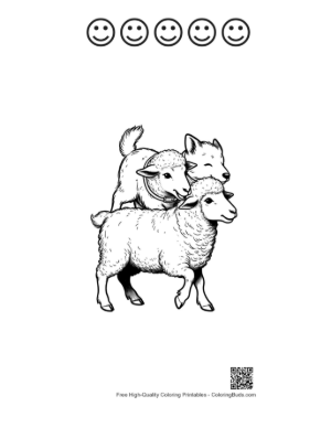 Thumbnail: Woolly Sheep with Playful Wolf Companion Printable and 5 Happy Face Outline