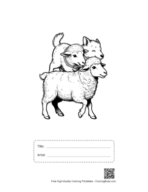 Thumbnail: Woolly Sheep with Playful Wolf Companion Printable with Title and Artist Box