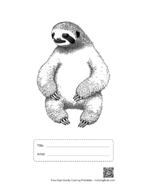 Thumbnail: Chill Three-Toed Sloth Sketch Printable with Title and Artist Box