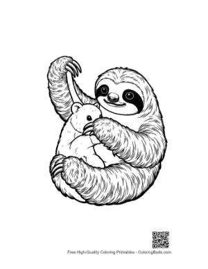 Thumbnail: Mother Three-toed Sloth Hugging Baby