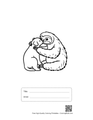 Thumbnail: Three-Toed Sloth Hugging Cute Puppy Printable with Title and Artist Box