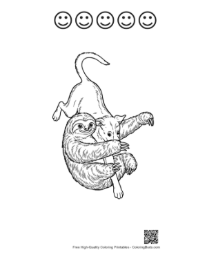 Thumbnail: Three-Toed Sloth Hugging Playful Dog Printable and 5 Happy Face Outline