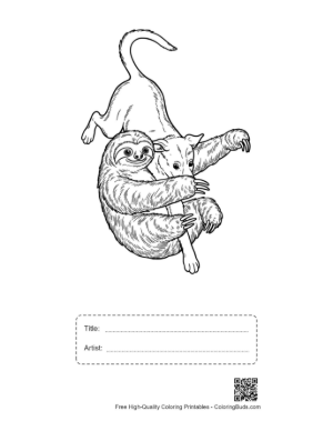 Thumbnail: Three-Toed Sloth Hugging Playful Dog Printable with Title and Artist Box