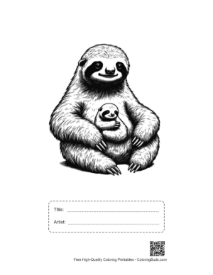 Thumbnail: Three-Toed Sloth Mom with Baby Printable with Title and Artist Box