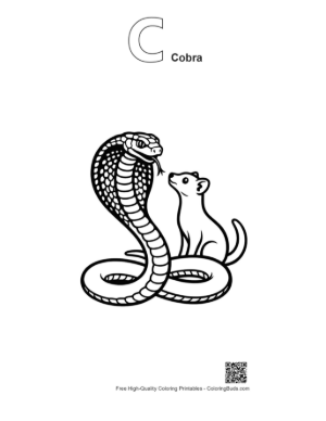 Thumbnail: Cobra and Ferret Friendship Printable Outline Alphabet C Cobra