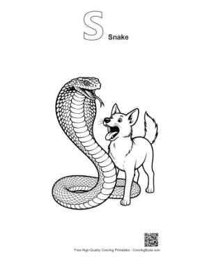 Thumbnail: Cobra Confronting Playful Dog Printable Outline Alphabet S Snake