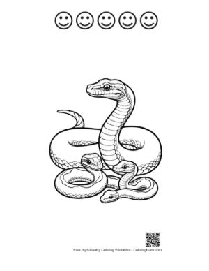 Thumbnail: Coiled Python Family Illustration Printable and 5 Happy Face Outline