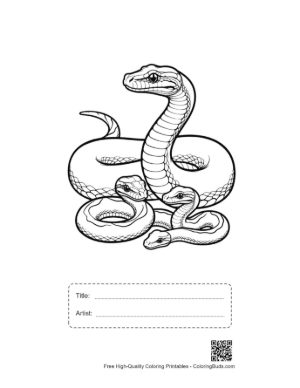 Thumbnail: Coiled Python Family Illustration Printable with Title and Artist Box