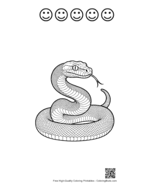 Thumbnail: Coiled Python Illustration Printable and 5 Happy Face Outline