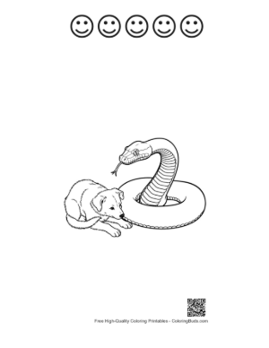 Thumbnail: Curious Puppy with Coiled Python Printable and 5 Happy Face Outline