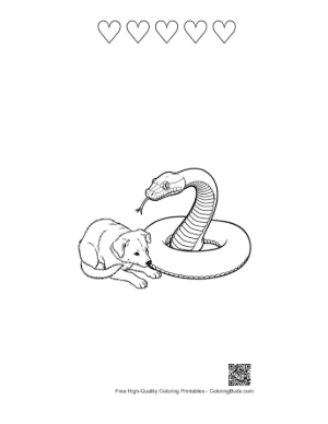 Thumbnail: Curious Puppy with Coiled Python Printable and 5 Heart Outline