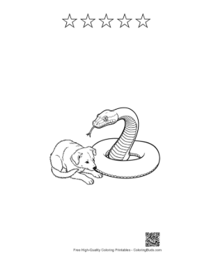 Thumbnail: Curious Puppy with Coiled Python Printable and 5 Star Outline