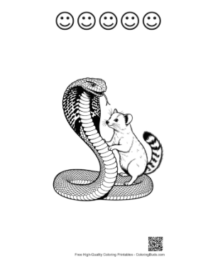 Thumbnail: Friendly Cobra and Playful Gerbil Embrace Printable and 5 Happy Face Outline