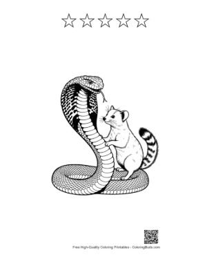 Thumbnail: Friendly Cobra and Playful Gerbil Embrace Printable and 5 Star Outline