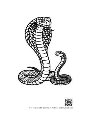 Thumbnail: Majestic Cobra and Baby Snake Line Art