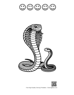 Thumbnail: Majestic Cobra and Baby Snake Line Art Printable and 5 Happy Face Outline