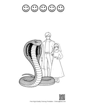 Thumbnail: Majestic Cobra with Anime Couple Printable and 5 Happy Face Outline