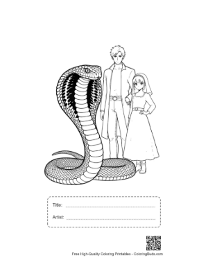 Thumbnail: Majestic Cobra with Anime Couple Printable with Title and Artist Box