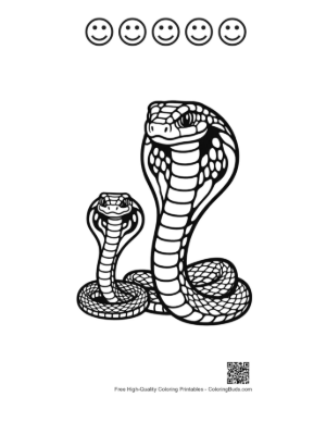 Thumbnail: mother cobra and baby cobra printable and 5 happy face outline