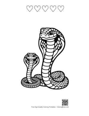 Thumbnail: mother cobra and baby cobra printable and 5 heart outline