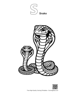 Thumbnail: mother cobra and baby cobra printable outline alphabet s snake