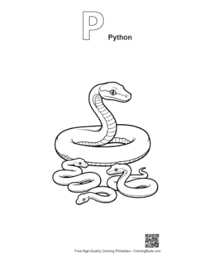 Thumbnail: Playful Python Family Lounging on Inner Tube Printable Outline Alphabet P Python