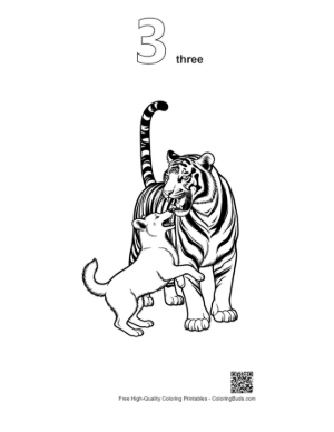 Thumbnail: Bengal Tiger and Cub Playful Bite Printable Outline Number 3