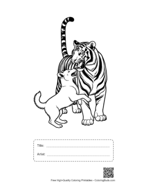 Thumbnail: Bengal Tiger and Cub Playful Bite Printable with Title and Artist Box
