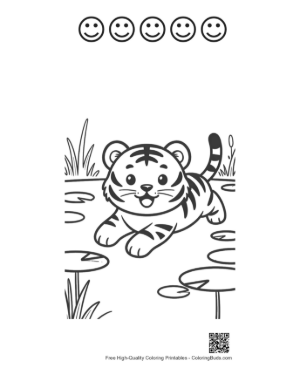 Thumbnail: Bengal Tiger Coloring Page Printable and 5 Happy Face Outline