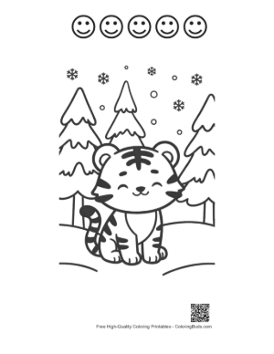 Thumbnail: Bengal Tiger Coloring Page Printable and 5 Happy Face Outline