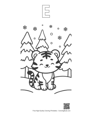 Thumbnail: Bengal Tiger Coloring Page Printable Outline Alphabet E